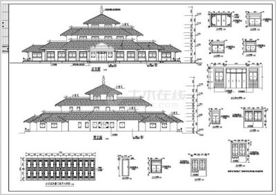 某地区大型仿古建筑设计施工详细方案CAD图纸